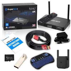SuperBox S4 Pro Bundle 8K HDMI, 64GB Card/Drive, WiFi Extender, Remote BRAND NEW